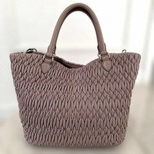 MIU MIU Matelass? Nappa Crystal Handbag Beige Leather #QY7XN7