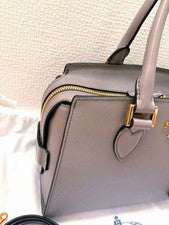 PRADA 1BA164 2-Way Handbag/Shoulder Bag, Gray #QYGY53