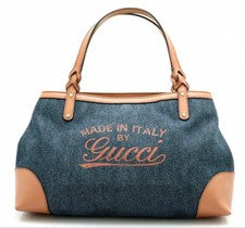 GUCCI Denim Leather Tote Handbag Dark Navy Indigo Hawaii Japanese Limited 3 #QYKDTB