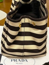 Prada Canapa Striped Brown Handbag Shoulder Bag #QY2EG3