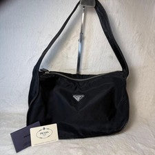 PRADA Triangle Logo One-Shoulder Hobo Testament Nylon #QYGB8P