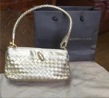 Gold Bottega Veneta Intrecciato Semi-Shoulder Bag #QYGYBW