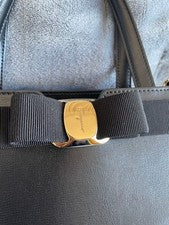 FERRAGAMO 2way Tote Bag Black Vara Ribbon #QYJZ19