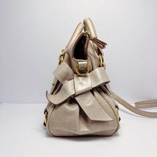 5366◯ miu miu 2way handbag ribbon leather