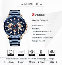 New Curren Watch, Top Brand Silverrose Men's Luminous Waterproof Sport C #PF37W2