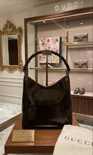 GUCCI Bamboo Patent Leather Handbag #QY9N8M