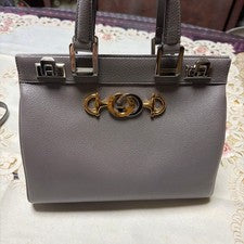 GUCCI Zumi Grey Leather Small Top Handle Bag #QYHL0G