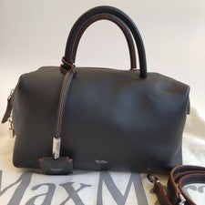 MAX MARA Hold All Calf Leather Double Handle Bag 2way #QY142J