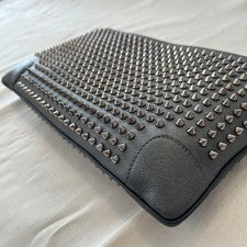 Christian Louboutin Studded Clutch Bag Black Leather #QY002T
