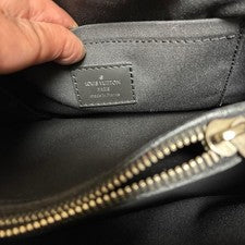 LOUIS VUITTON Black Leather Handbag Silver Hardware Made in France Elega #QY8DU3