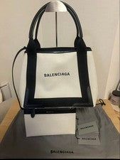 BALENCIAGA Tote Bag White Black Leather Women #QY31CU