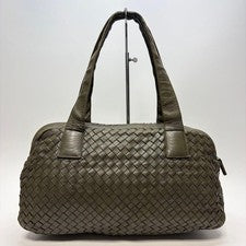 Bottega Veneta handbag, khaki, intrecciato leather. #QYCVCM