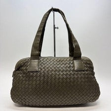 Bottega Veneta handbag, khaki, intrecciato leather. #QYCVCM