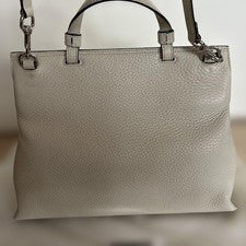 GUCCI Bamboo Daily Leather Handbag Mystic White Ivory Shoulder Strap withC #QY6W70