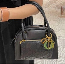 Lady Dior leather bag, black #QY2D9S