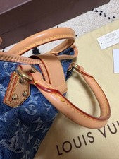 LOUIS VUITTON Denim Handbag Pretty M95020 Beige #QYF1Y8