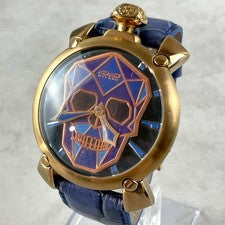 GaGa Milano Skull Crocodile Embossed Strap Manual Wind Watch Box Replace #QY73PS