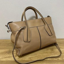 TOD'S Leather 2-Way Bag, Beige #QY0FU3
