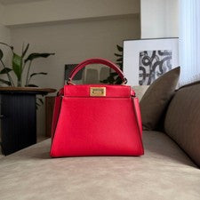 FENDI Peekaboo Iconic Mini Red Shoulder Bag (2-Way) #QYDC1L