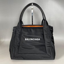 Balenciaga Black Nylon Navy Cabas S Handbag #QY4XPN