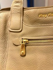 miu miu beige leather tote bag