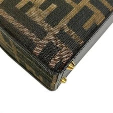FENDI Canvas Zucca Monogram Leather Trim Handbag Brown Italy #QYELVW