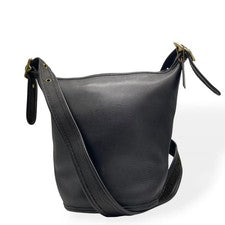 COACH Old Coach Shoulder Bag, Made in USA, Black Leather #QYDQ9E