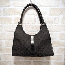 GUCCI Jackie handbag, canvas, GG pattern, black. #QYJK6G