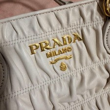 PRADA Gathered Handbag White #QY8MSM
