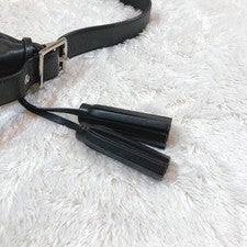 Old Coach Shoulder Bag, Tassel, Glove Leather, Black #QY6NDU
