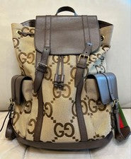 GUCCI Jumbo GG 678829 Canvas Leather Backpack Beige #QYHD3L