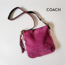 Semi-old Coach suede shoulder bag, purple #QY4AZD