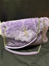 SAINT LAURENT Fur Chain Bag, Purple #QYEDGZ