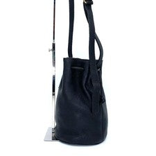 COACH Old Coach Shoulder Bag, Drawstring, Leather, Black #QYAB12
