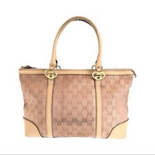 GUCCI Lovely Pink Beige Gold Hardware GG Canvas #QYA2Y2