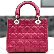 DIOR Lady Dior Wine Red Lambskin 2-Way Bag W24cm #QYDYSS