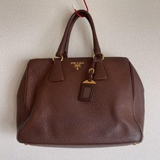 PRADA Brown Leather Handbag 2-Way Shoulder Strap #QYAC1M