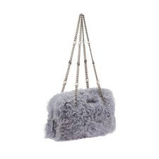 MIU MIU Crystal Gray Fur Chain Strap Shoulder Bag 219240JPY #QYCHM1