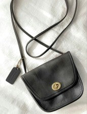 COACH Classic Turnlock Mini Shoulder Bag Genuine Leather USA 90s #QYH5N0