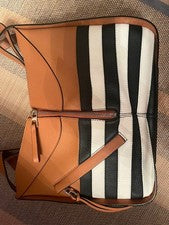 LOEWE Hammock Small Marine Border Tan Canvas Leather #QY44WA
