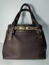Fendi Selleria dark brown bag with horse motif embossed. #QY0O81