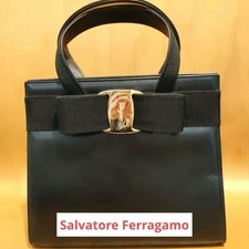 Ferragamo Vara Ribbon Handbag, 2-way, Black with Gold Hardware #QY69FW