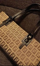 FENDI Zucchino handbag, Zucca pattern, made in Italy Black Leather #QYF0GZ