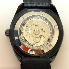 SEIKO SNKN45K1 Recraft, flip-up case back, original leather strap, black #QY381B