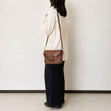 USA-made OLD COACH Turnlock Leather Shoulder Bag, Brown #QYHLDU