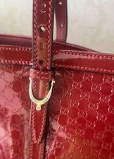 GUCCI Red Patent Enamel Tote Bag Logo Pattern W44 H28 D15 Dustbag #QYC8KF