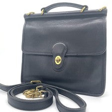 Old Coach Willis 2-way bag, turn-lock closure, leather, black. #QY6NRU