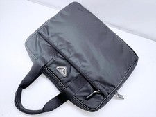 PRADA Triangle Logo Tessuto Nylon Briefcase Handbag Black VA0609 From Ja #QYHECP