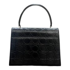 Ferragamo handbag, Gancini pattern, embossed leather, suede, with protec #QY4JA3