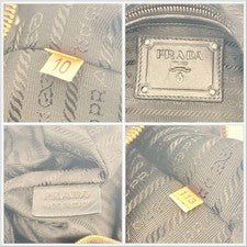 PRADA Crimson Stripe Gathered Nylon Leather Trim Handbag #QYH6CY